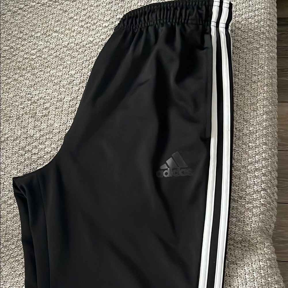 Adidas Black and White Joggers with Signature Stripes